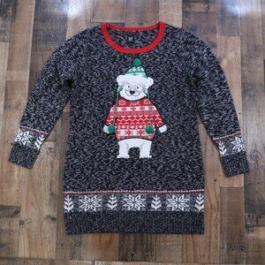 United States Sweaters Holiday Christmas Wimsical Polar Bear Grey Sweater Large